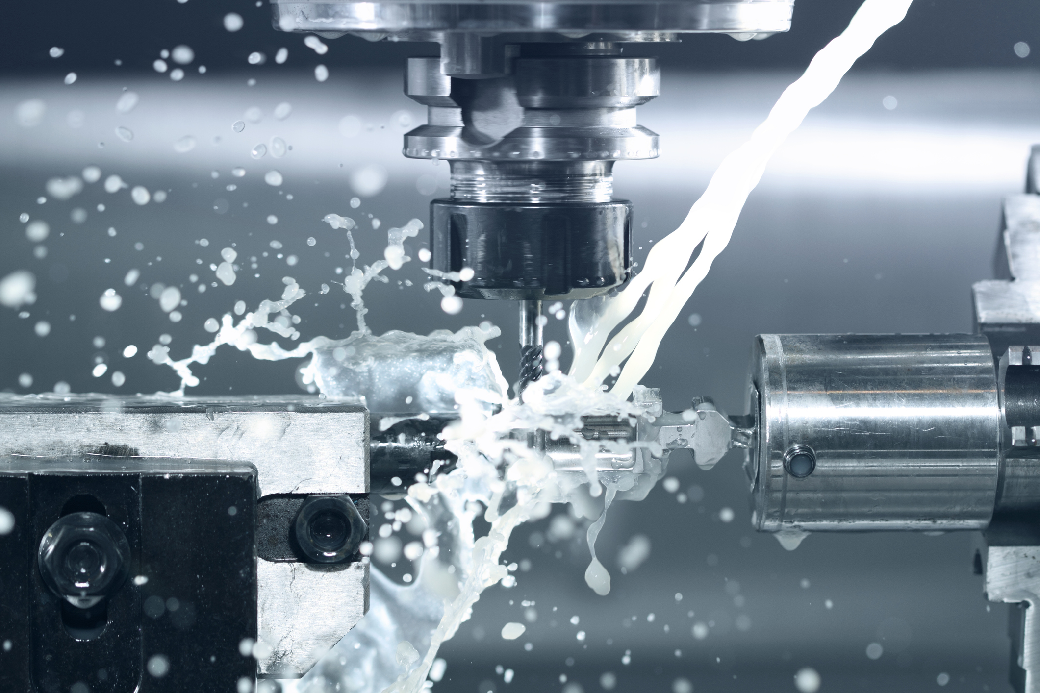 CNC milling at work Close up of CNC machine processing